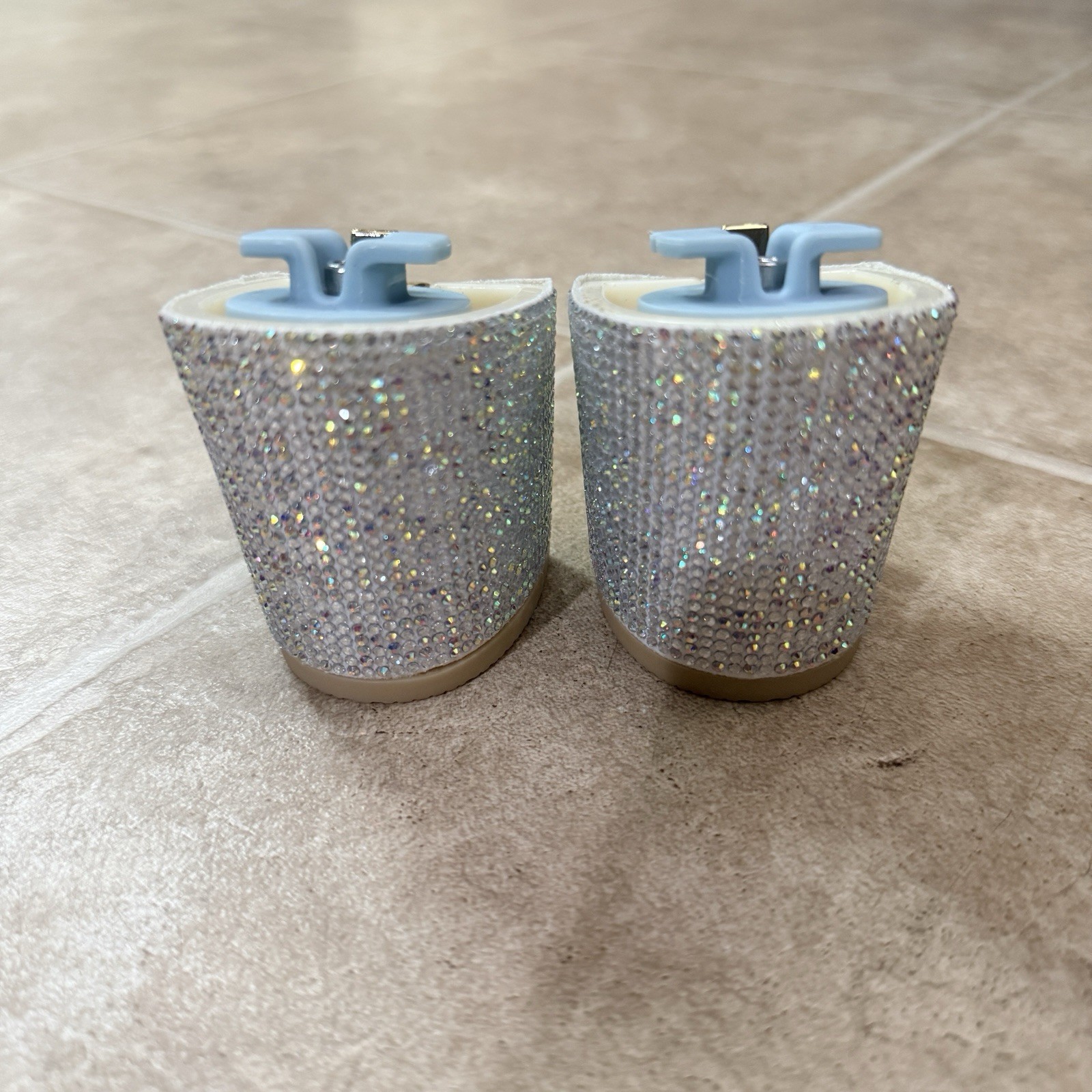 Size 9-11 Pashion Footwear Iridescent Rhinestone 3 Inch Heel Block “