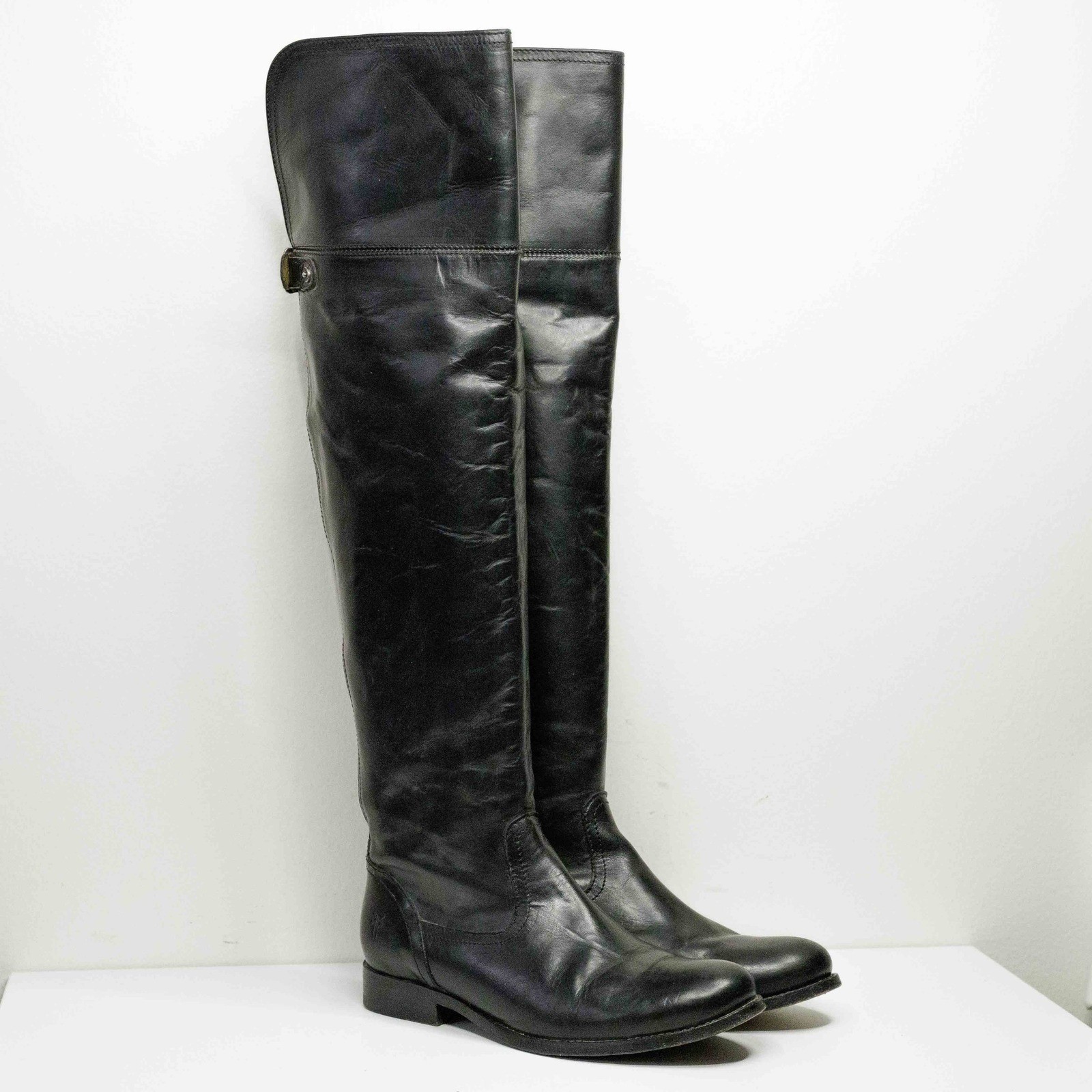 FRYE Melissa Over The Knee Leather Riding Boots Preppy Heritage Black Sz 6