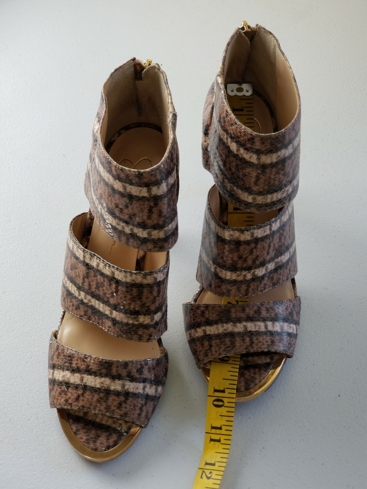 Jessica Simpson Womens Multicolor Beige Print Stiletto Sandals Size 8