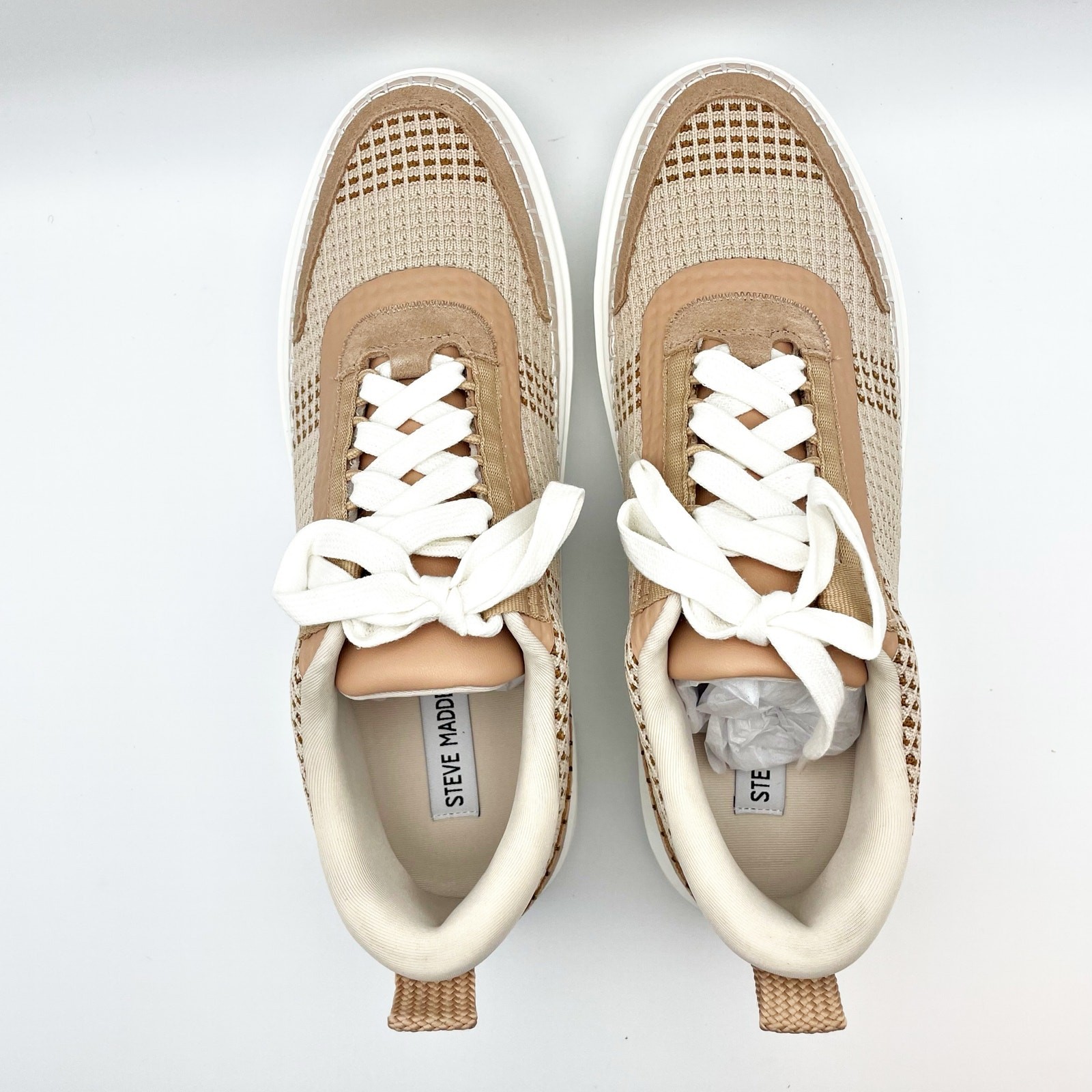 Steve Madden Womens Charlie-W Sneaker US 10 M Tan Light Brown Lace-Up NIB