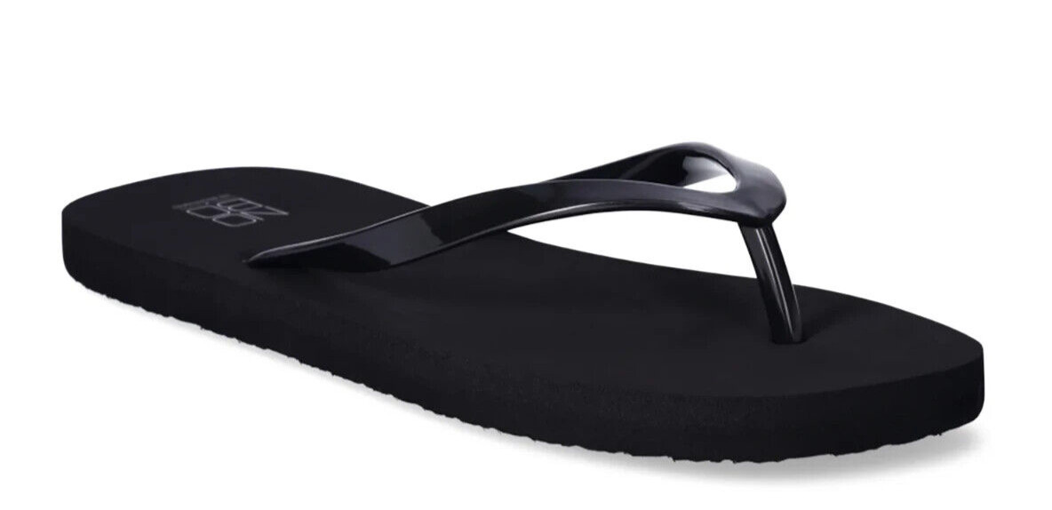 New Women’s No Boundaries Basic Black Rubber Flip-Flops – Size Women’s 9