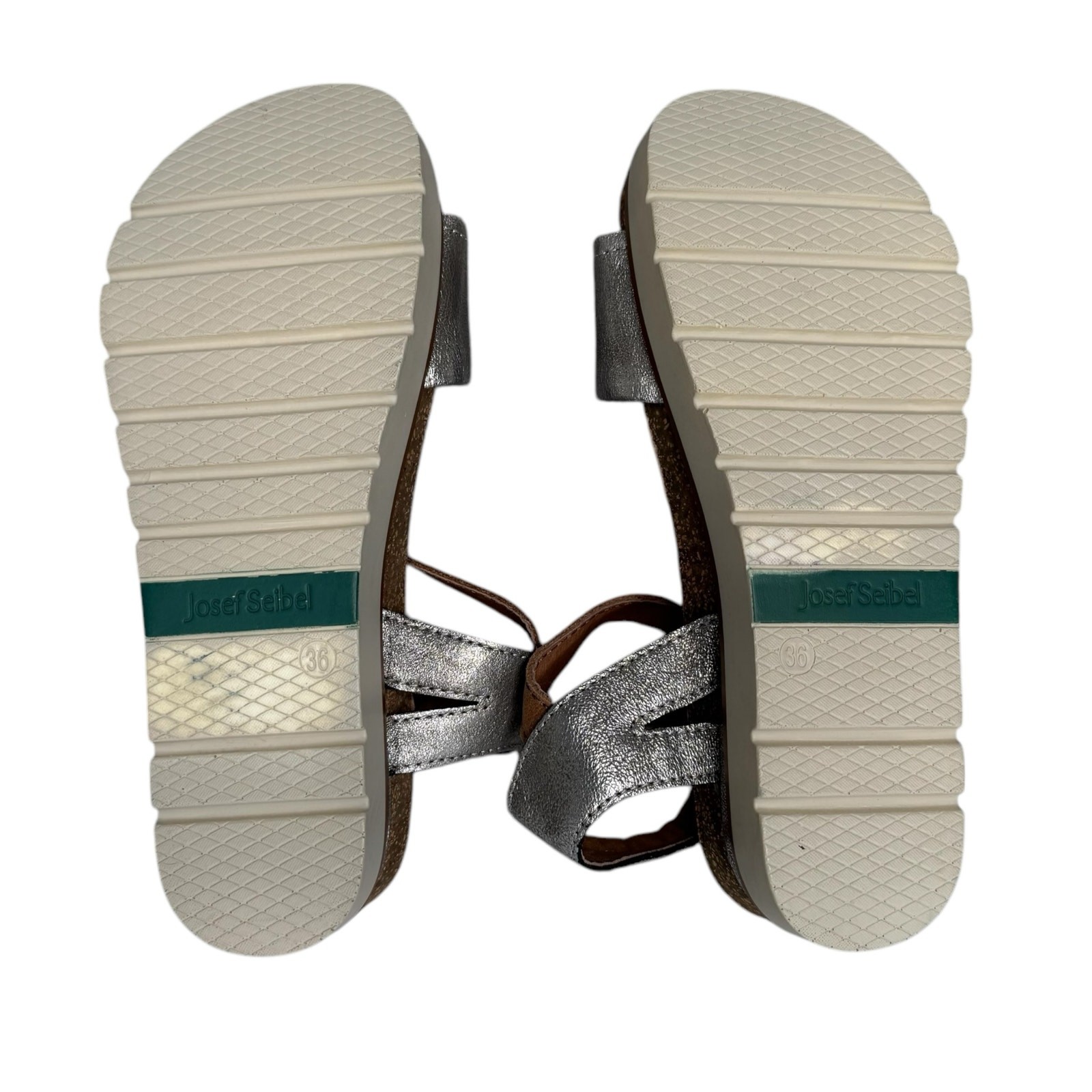 Josef Seibel Clea Platform Sandals – Metallic Silver – Size 36 (US 6.5)