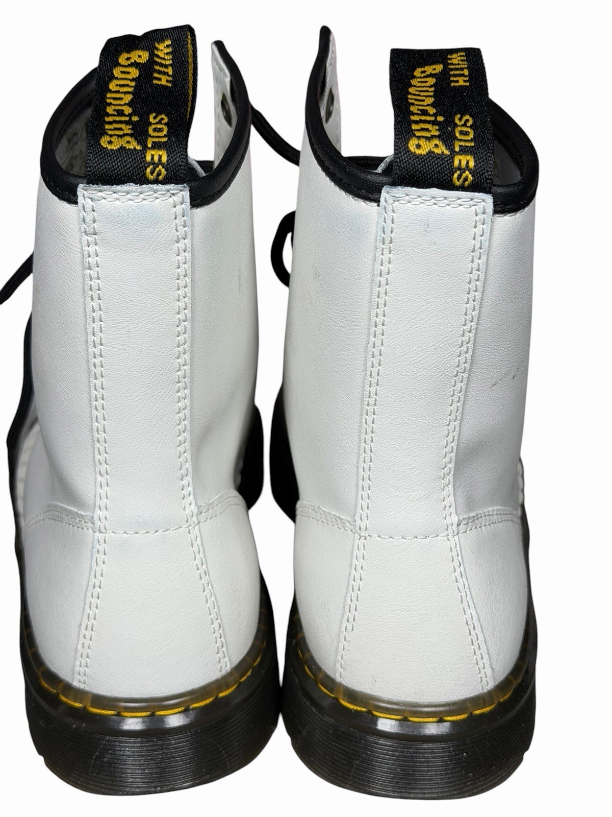 Dr Martens Zavala White Leather Combat Boots Women’s 8 Lace Up 1460 Style