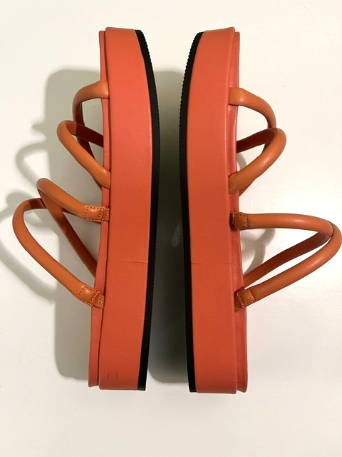 A New Day Dory, strappy platform sandals in apricot orange, slip on, size 8.5