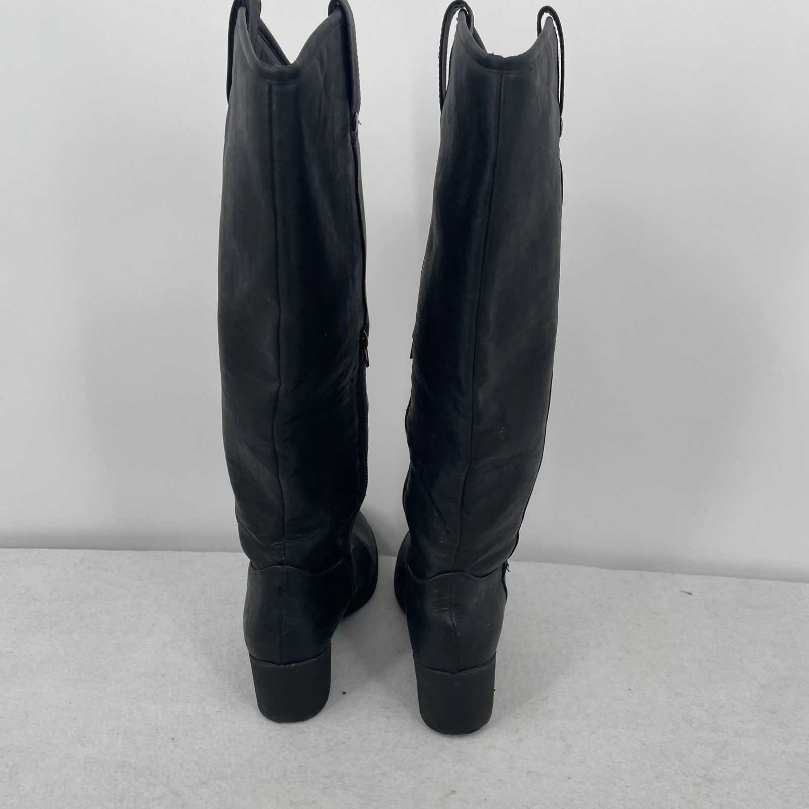 London Fog Black Tall Riding Boots Block Heel Size 10M LFW-IRIE WL06309
