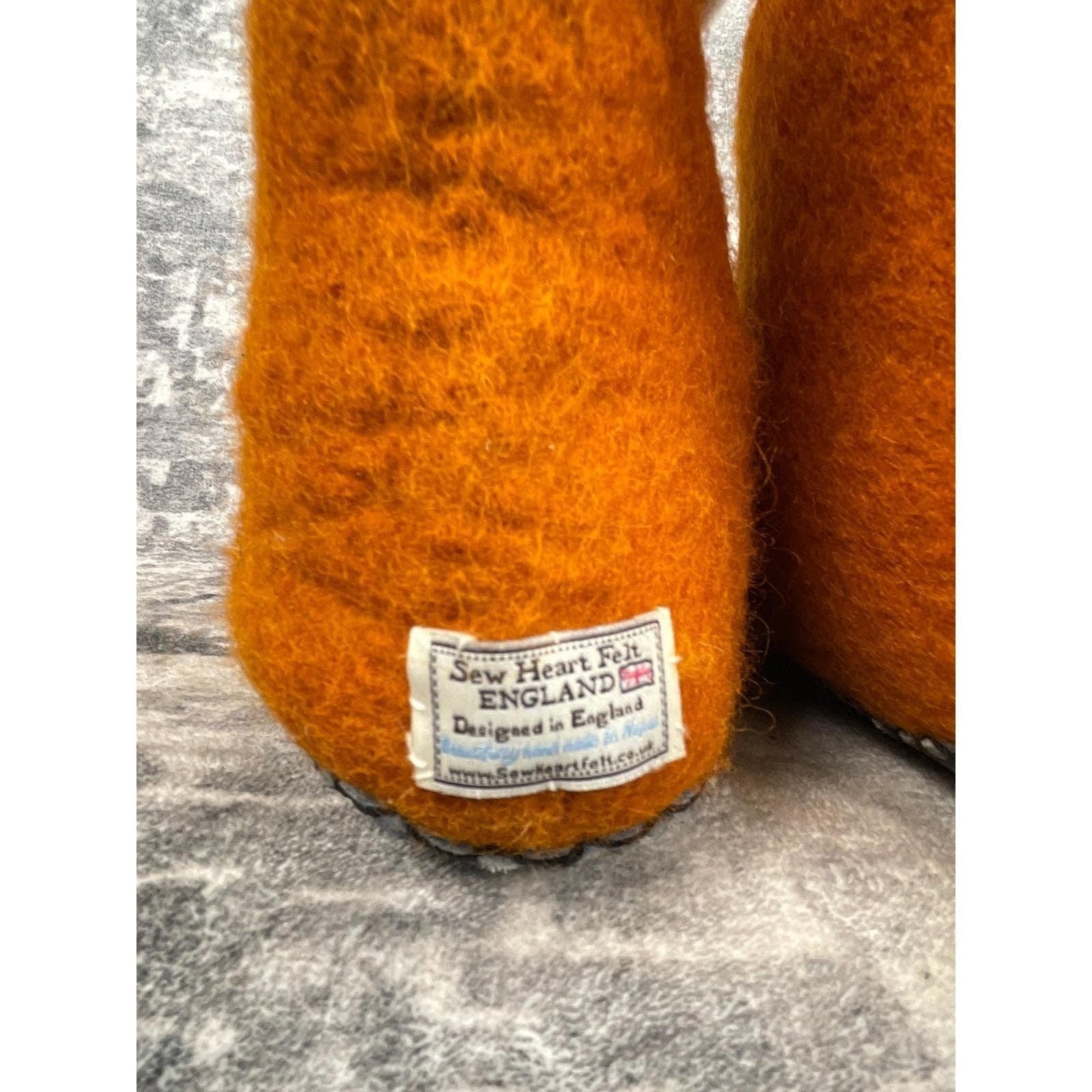 Handmade by Sew Heart Felt Women Slippers Sz 9.5 Finlay Fox Orange Wool Animal