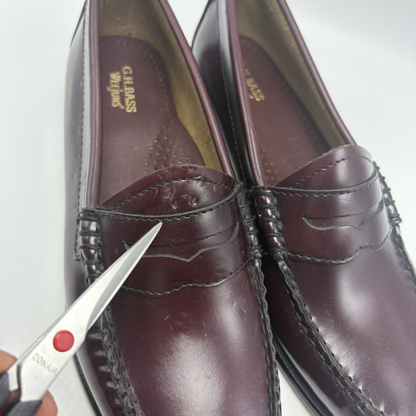 Weejuns GH Bass Whitney Penny Loafers Womens 9 M Burgundy Moc Toe Business READ