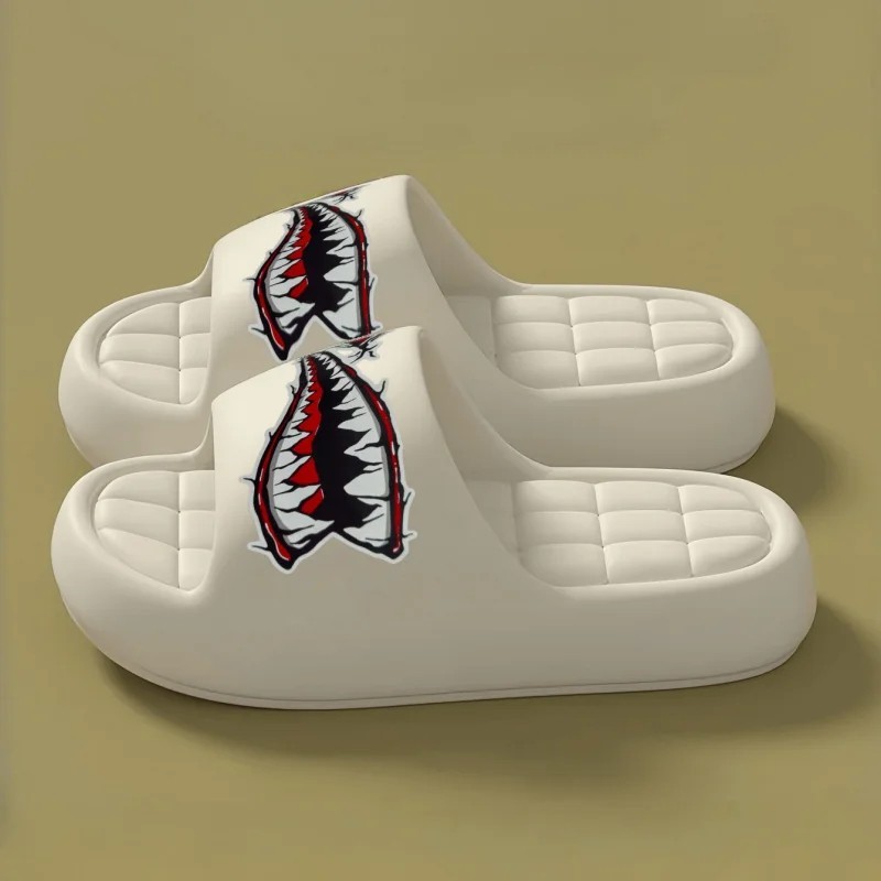 Shark Slides Women Men EVA Non-Slip Thick Sole Novelty Beach Home Sandals
