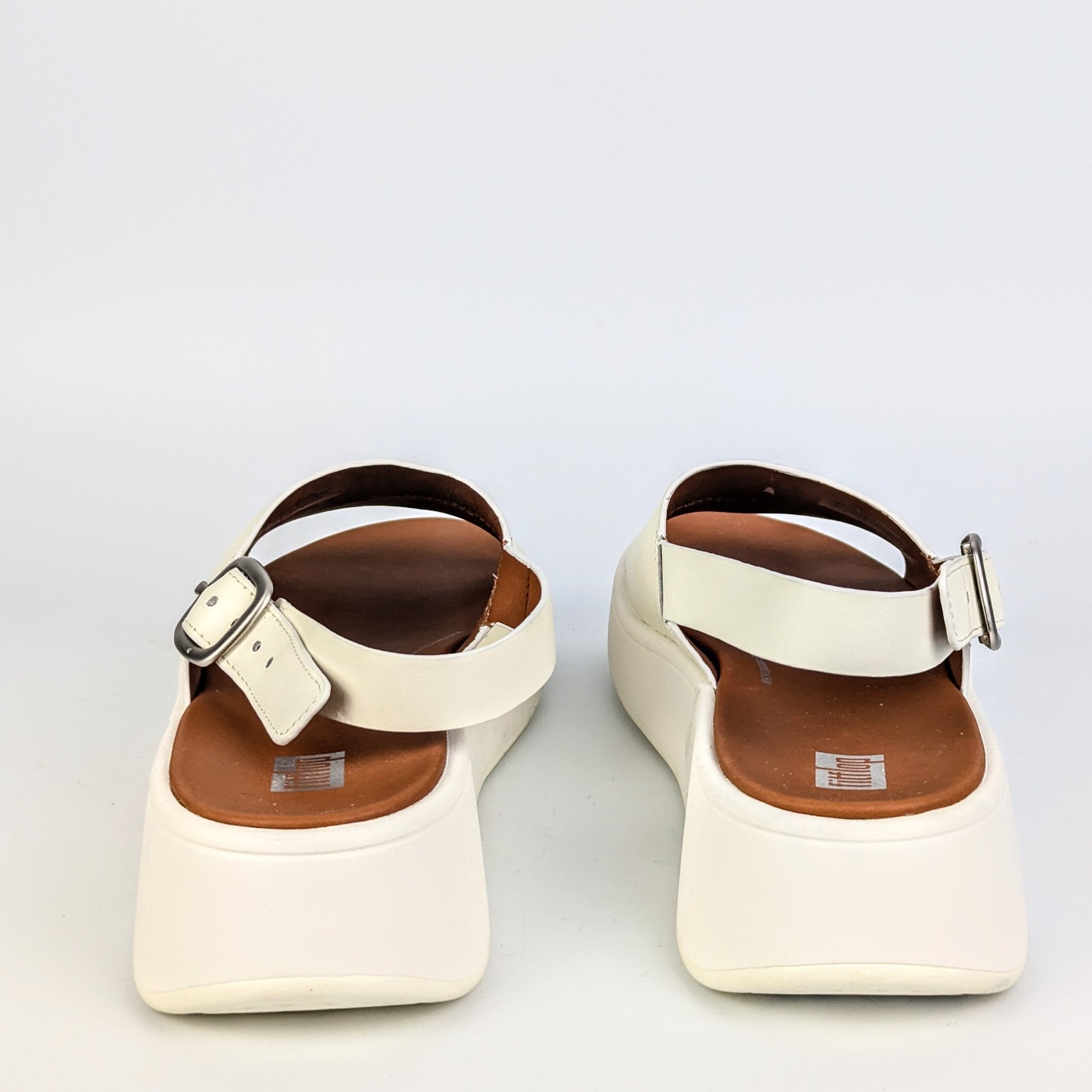 [NEW] Fitflop Women’s Cream Leather Platform Back-Strap Sandals size 7