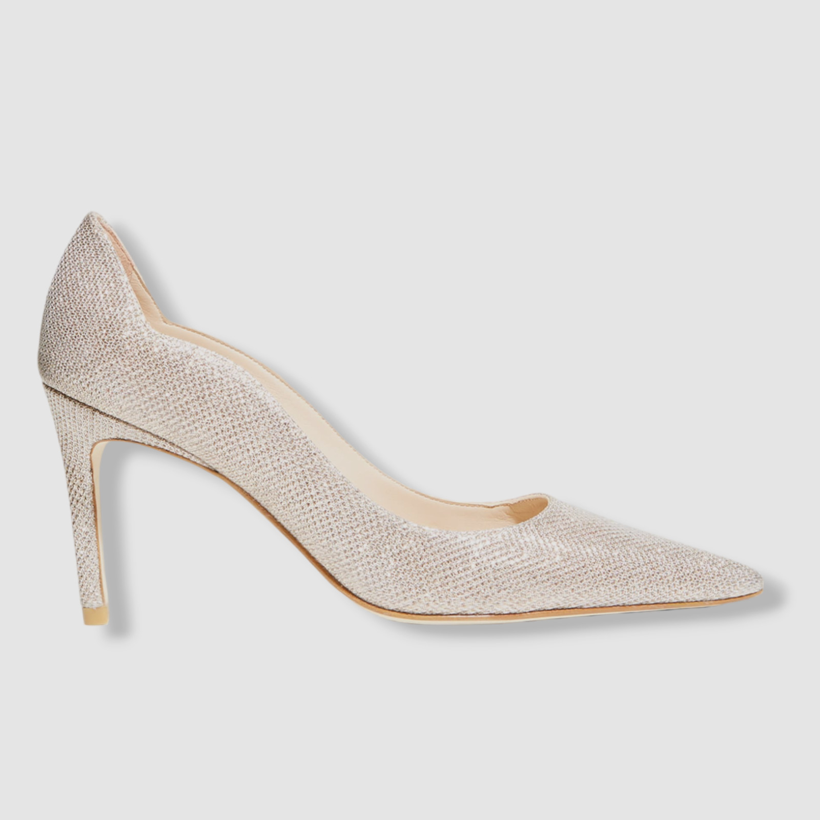 $495 Stuart Weitzman Women’s Beige Glitter Scallop Heel Pump Shoes EU 41.5/US 11