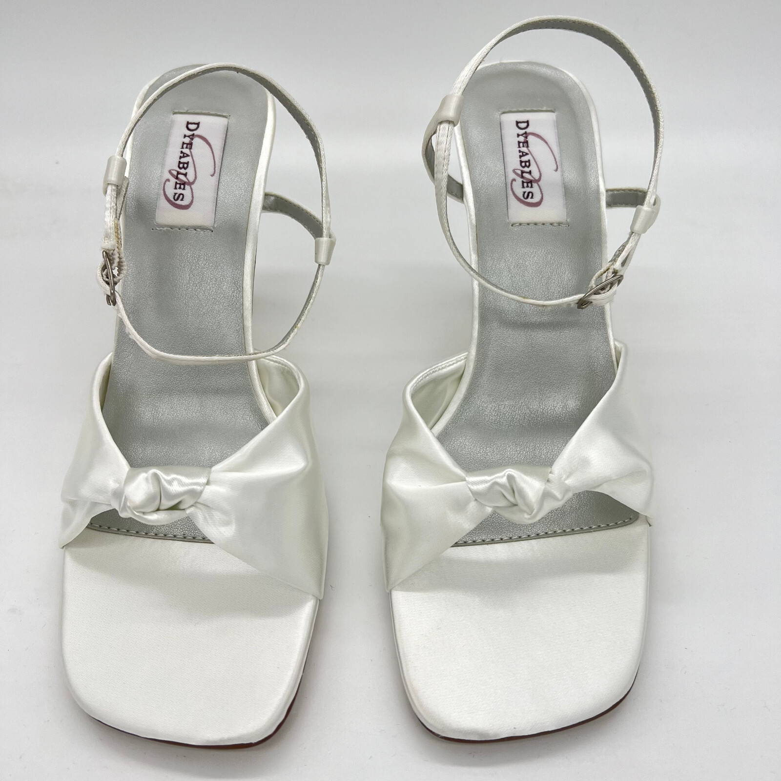 Dyeables Women Super Soft Satin Buckle Slingback Knot Sandal White Satin 10B