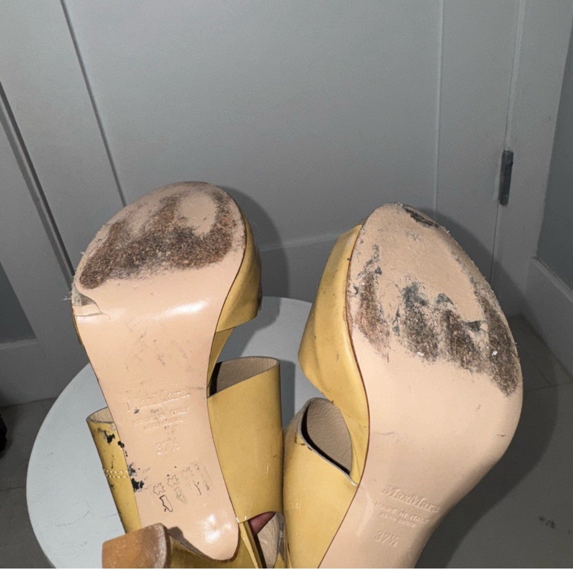 Max Mara Tan Patent Heels/ 7.5