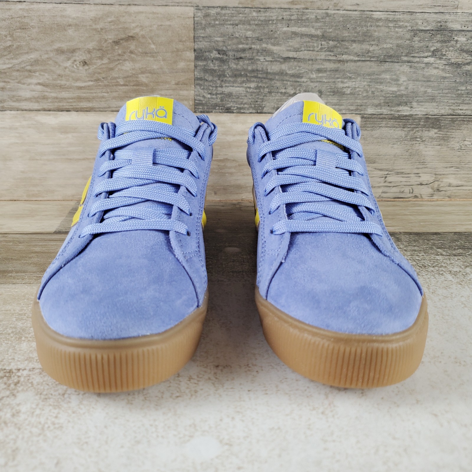 Ryka Viv Next Womens Shoes Sz 6.5 M Running Blue Yellow Suede Lace Up Sneakers