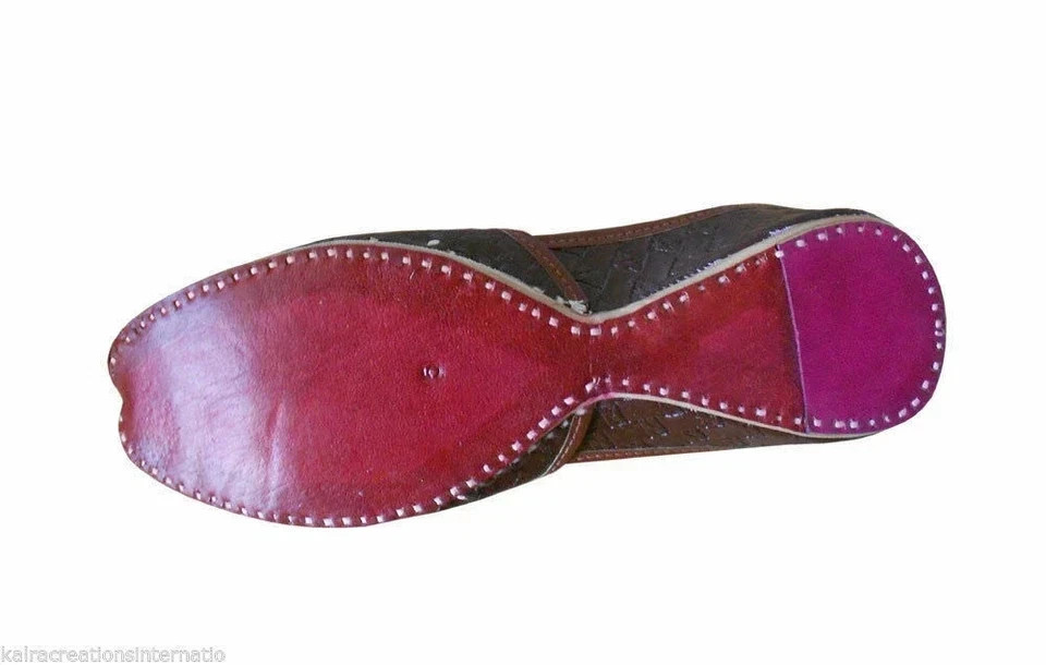 Women Shoes Indian Handmade Leather Punjabi Flip-Flops Brown Jutties US 5.5-6.5
