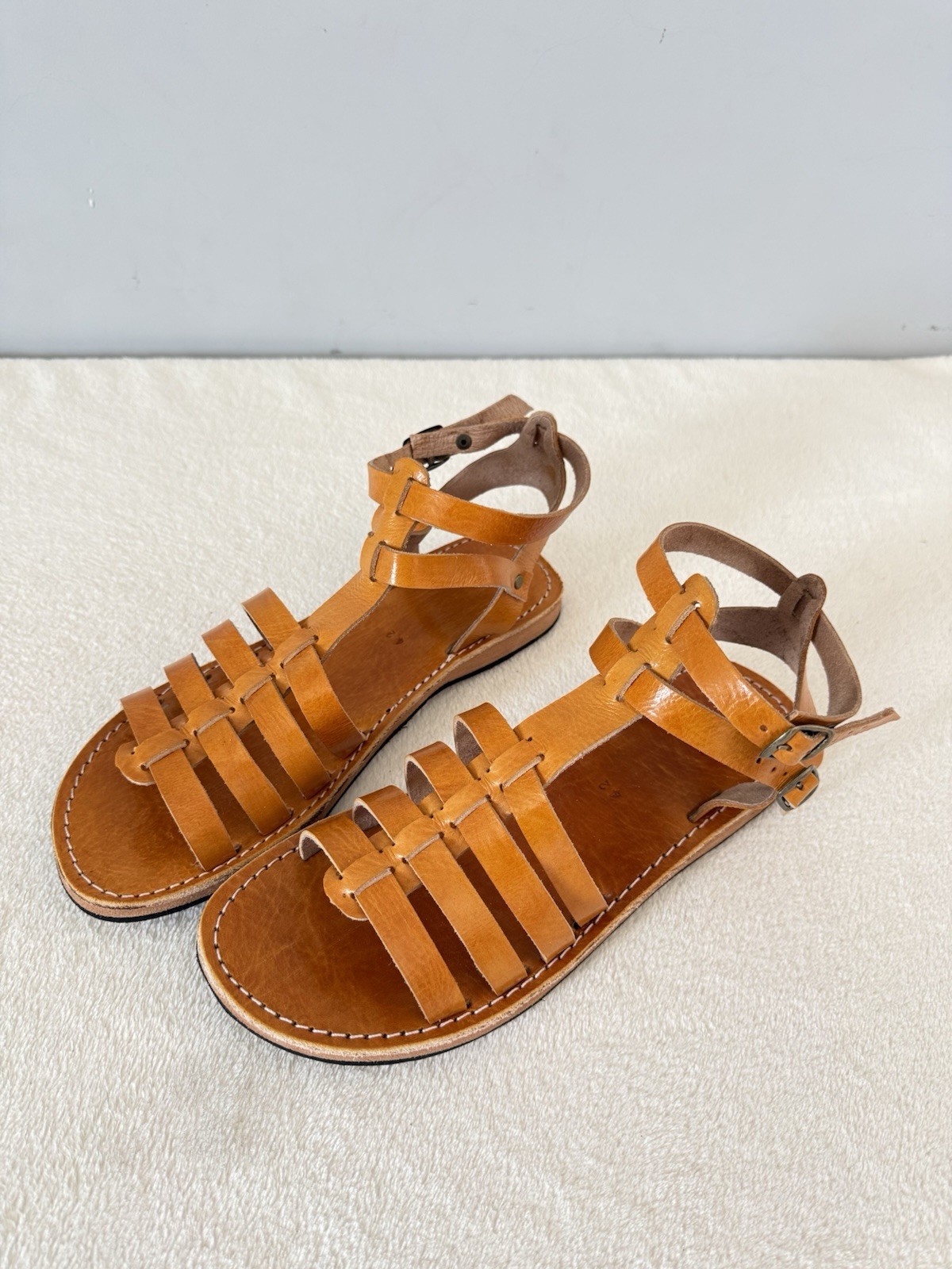 Handcrafted Genuine Leather Women’s Sandals – Five-Strap Cognac | 100% Handmade