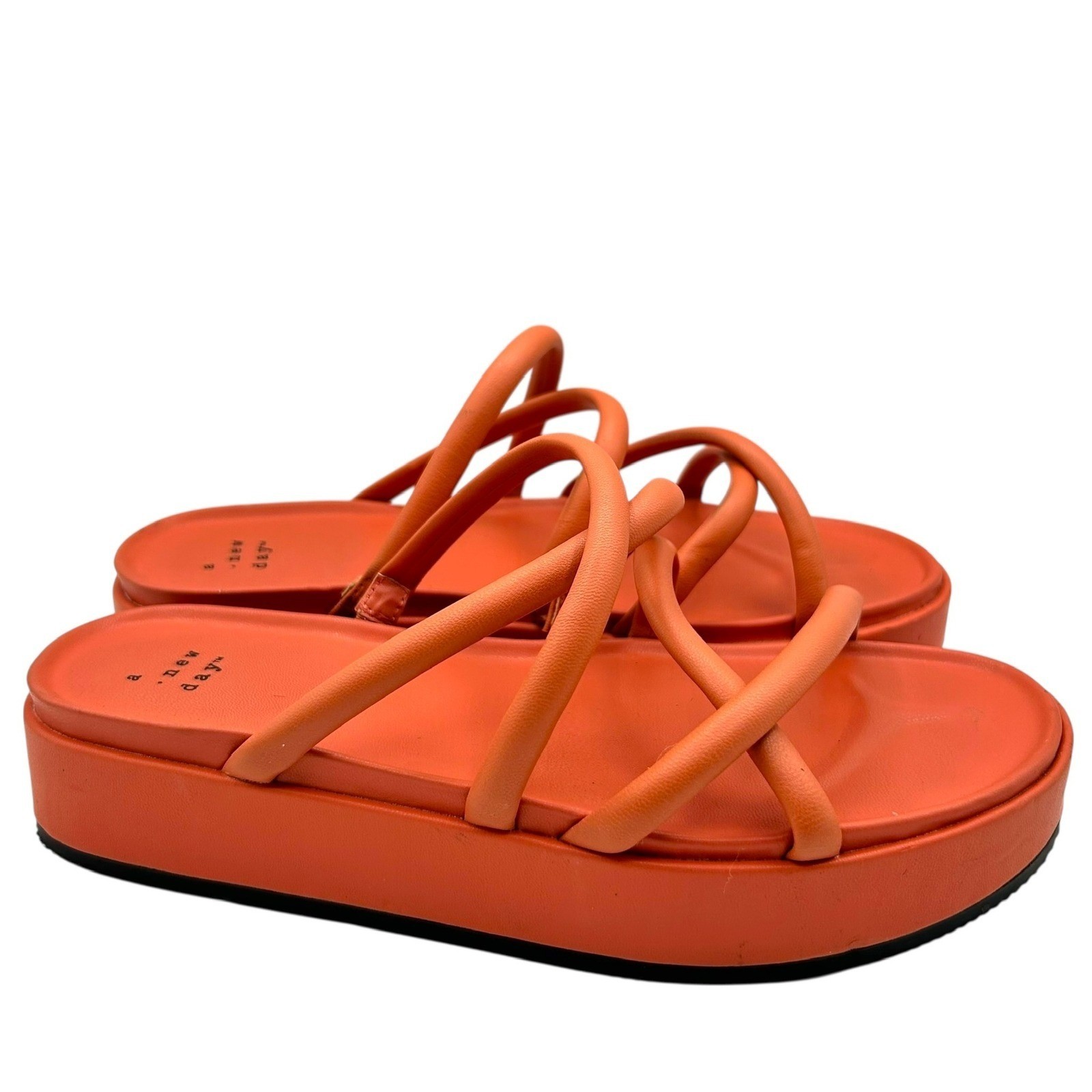 A New Day Women Orange Apricot Platform Slide Sandals Padded Straps Size 6