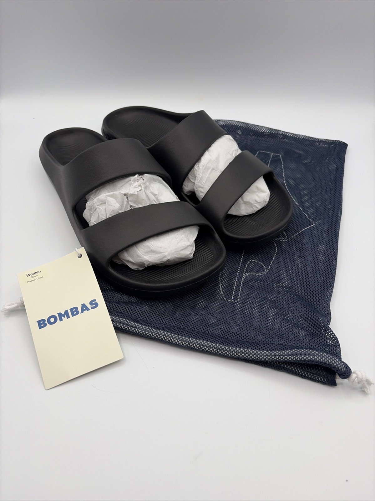 BOMBAS Women’s Friday Sandals Black Size 11 Dust Bag/Tags NWT