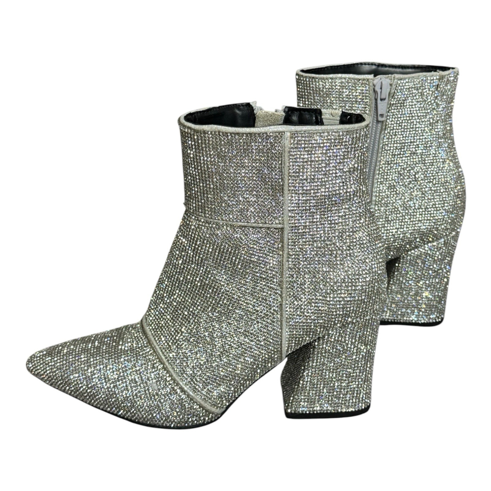 A New Day Rhinestone Sparkle Ankle Boots Block Heel Size 6 Worn Once!
