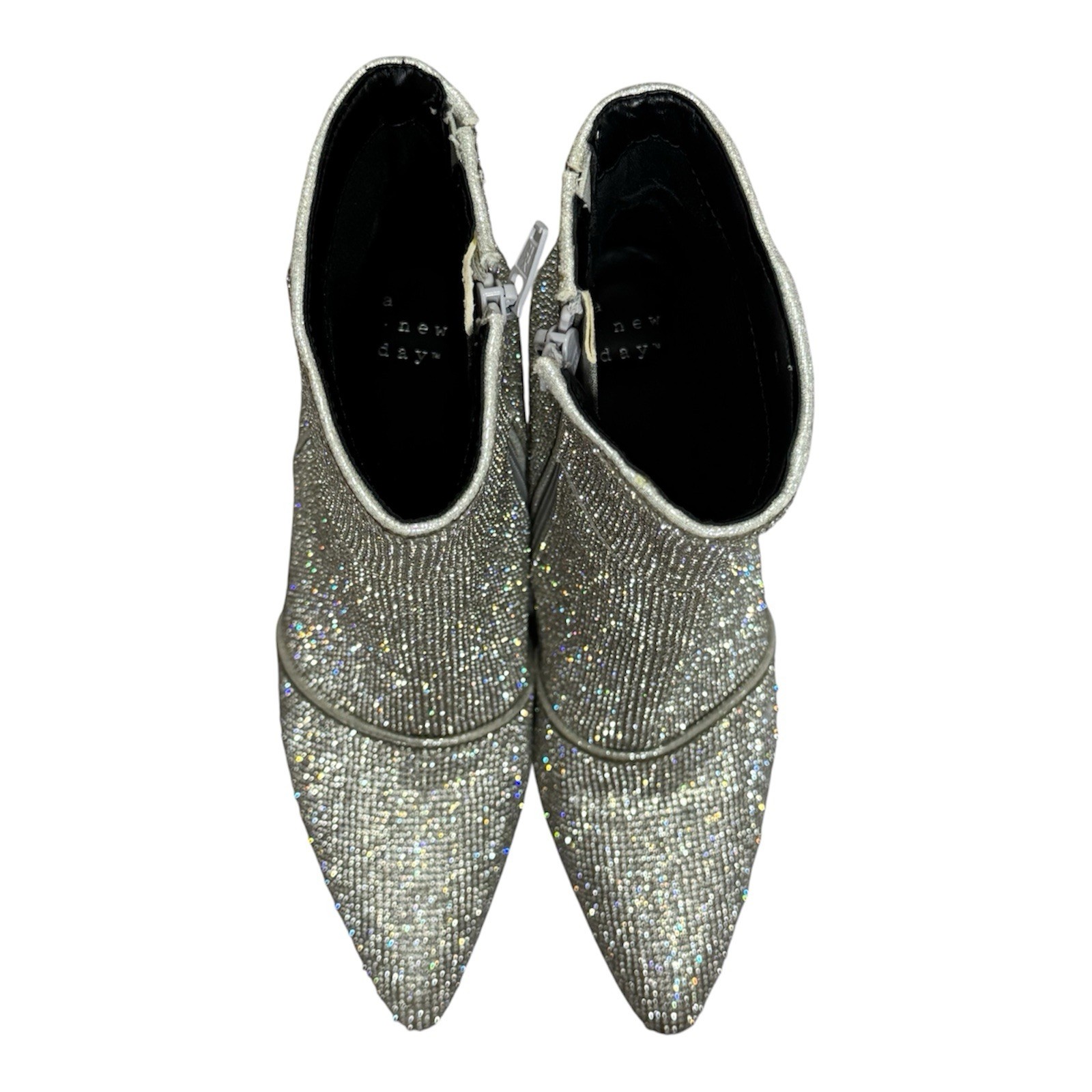 A New Day Rhinestone Sparkle Ankle Boots Block Heel Size 6 Worn Once!