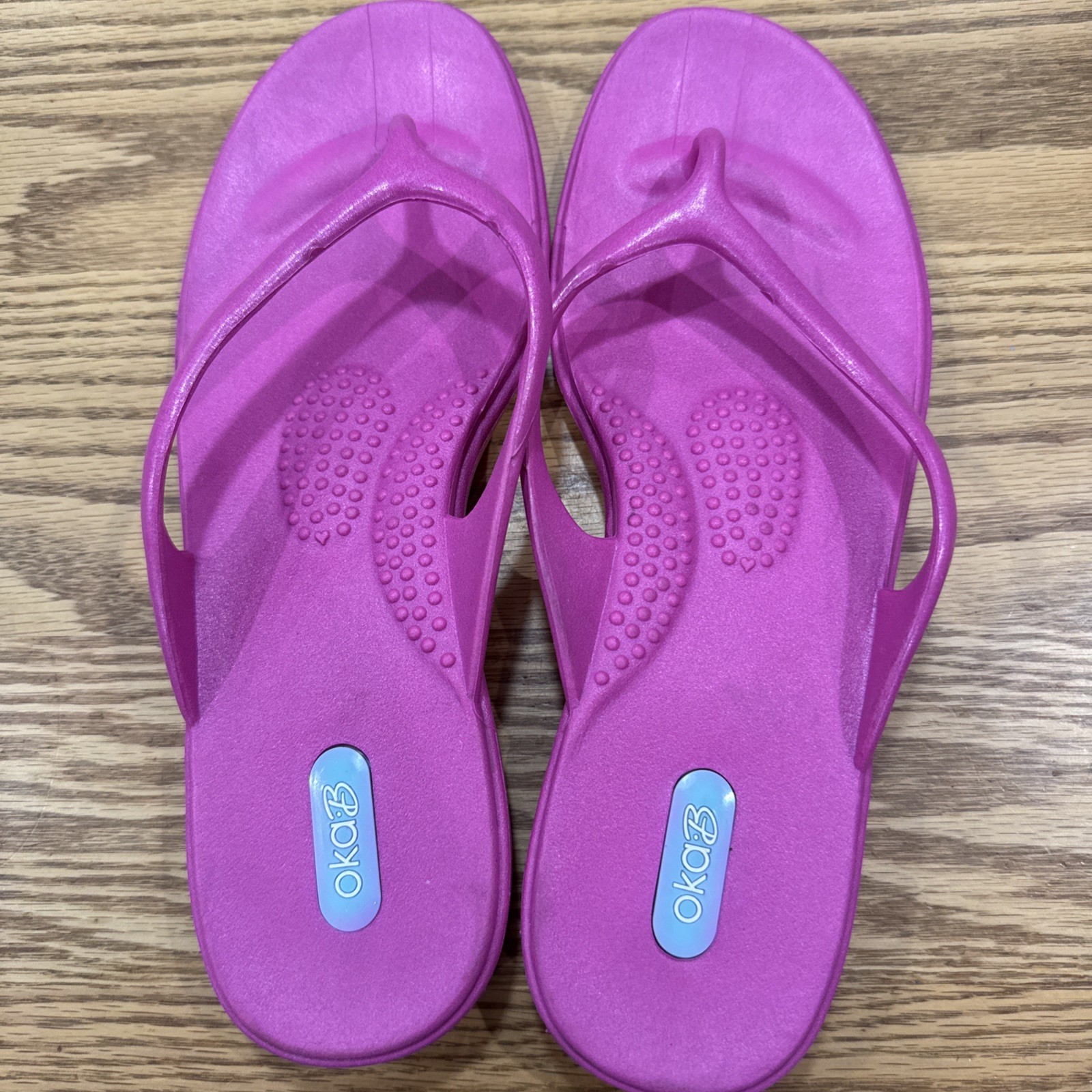 Oka B Women’s Sandals Size Large Pink Flip Flops Slip On Rubber Sole USA