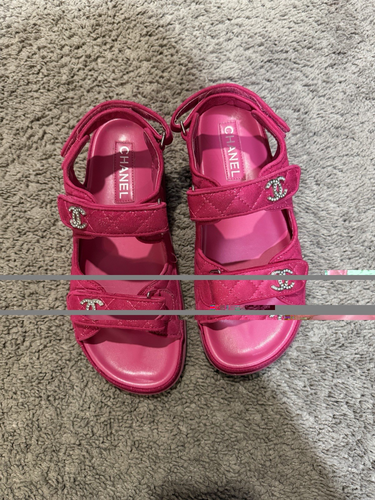 CHANEL Pink Quilted Sparkle Sandals Size 41