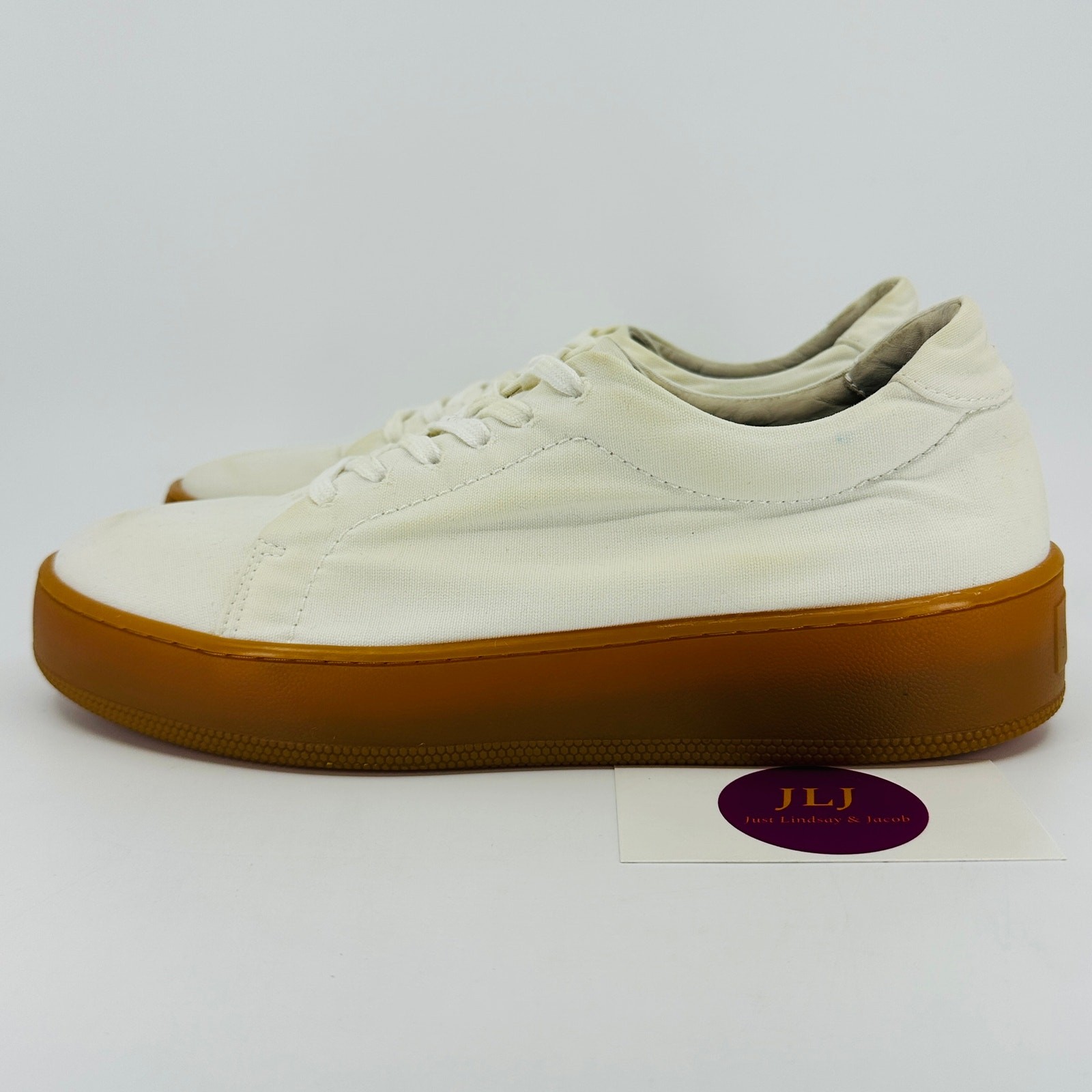 Jenni Kayne Women’s Cream Canvas Casual Skater Sneakers Size 39 EU/ 9 US