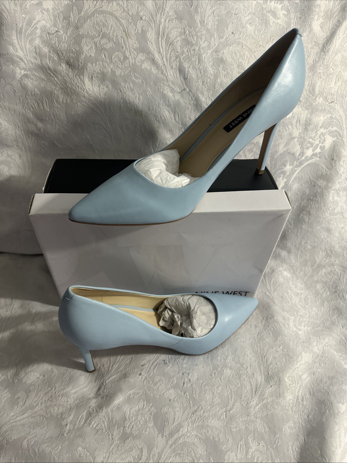 NINE WEST EZRA POINTED TOE PUMPS MEDIUM BLUE 420 SZ 12 MED BNIB