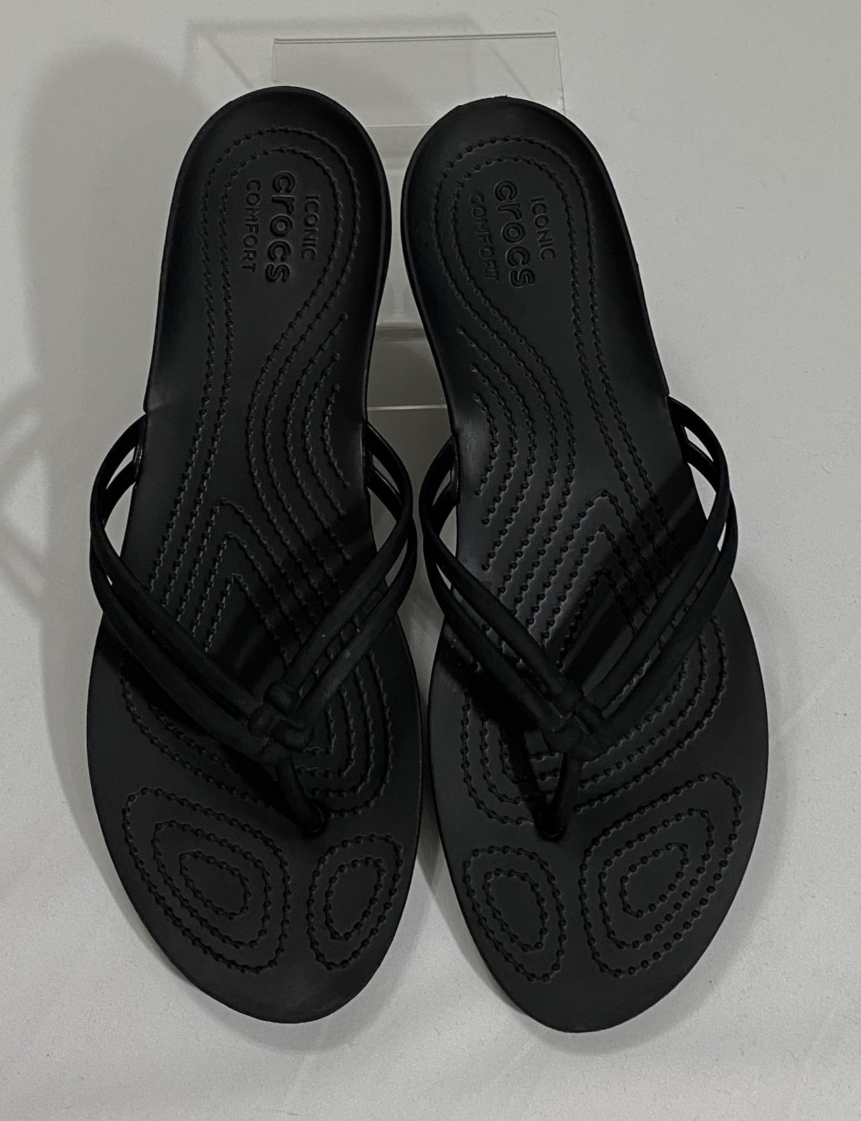 Crocs Isabella Flip Flop Sandals Size Womens 10 Black Strappy Jelly Thong 202468