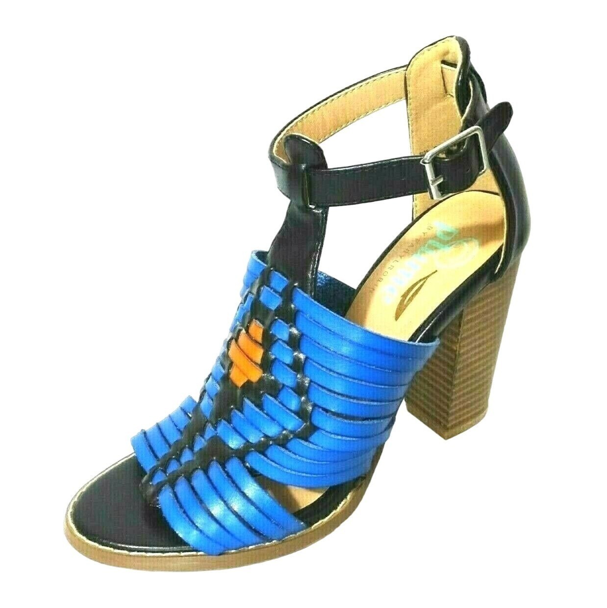 Plume by FarylRobin Sandals Faux Leather Women Size 6 Southwest Boho Blue Black