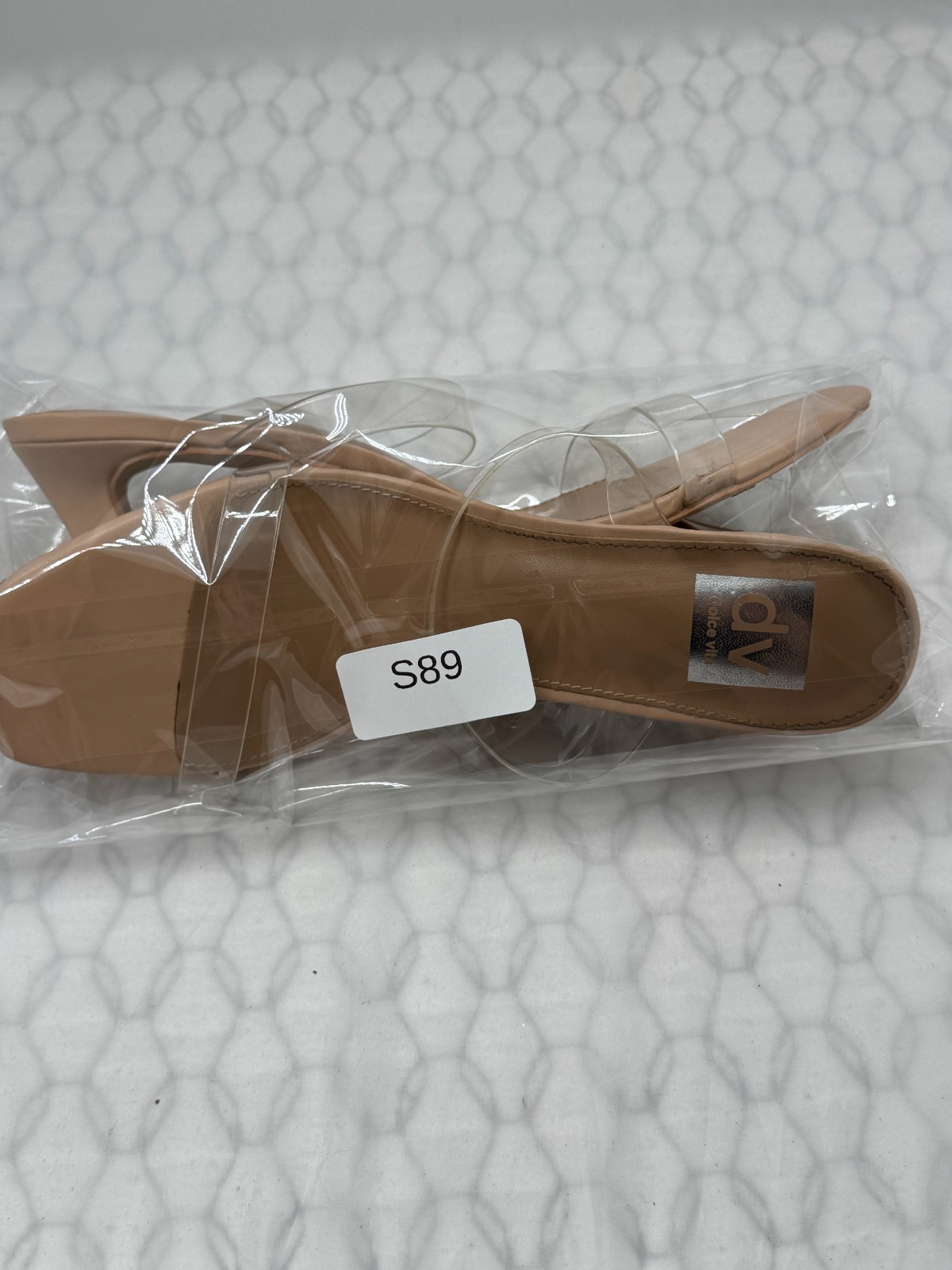Dolce Vita Yorke Mule Womens US 9 Nude Clear Strap Block Heel Slip On Shoes