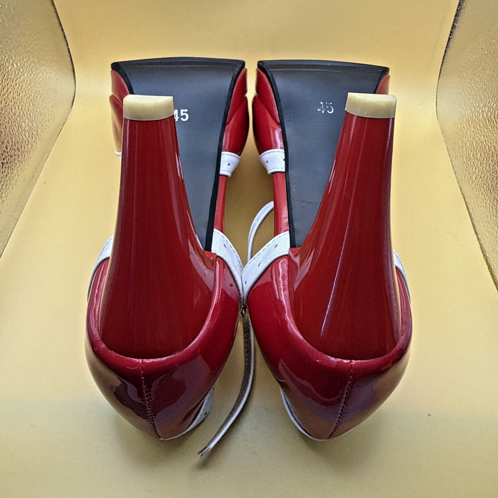 ForeMode Fashion T-Strap Bow Platform Round Toe High Heels Red/White sz 12.5