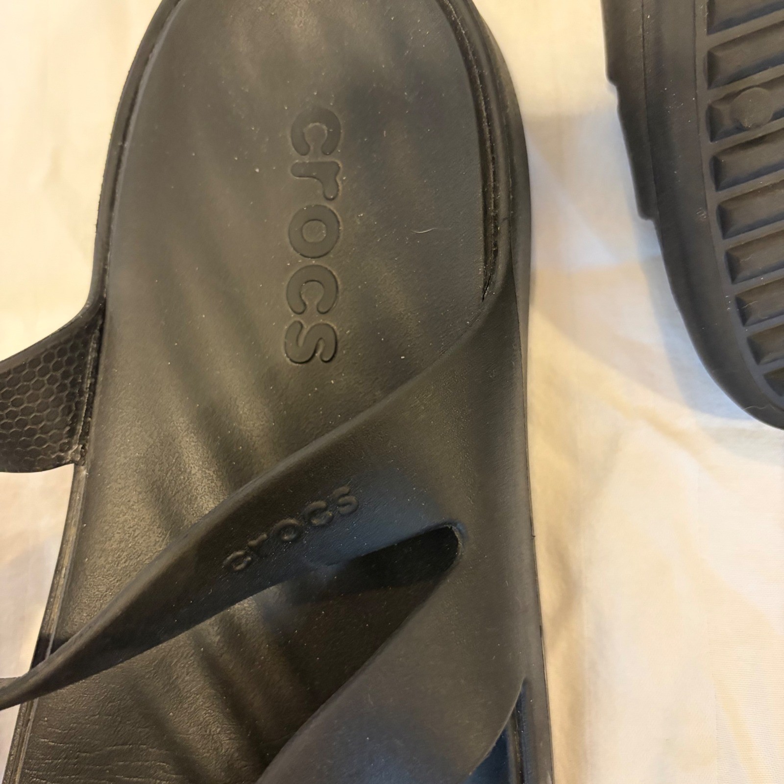 Crocs Getaway Strappy Sandals Women 10 Black Comfort Minimalist Slide