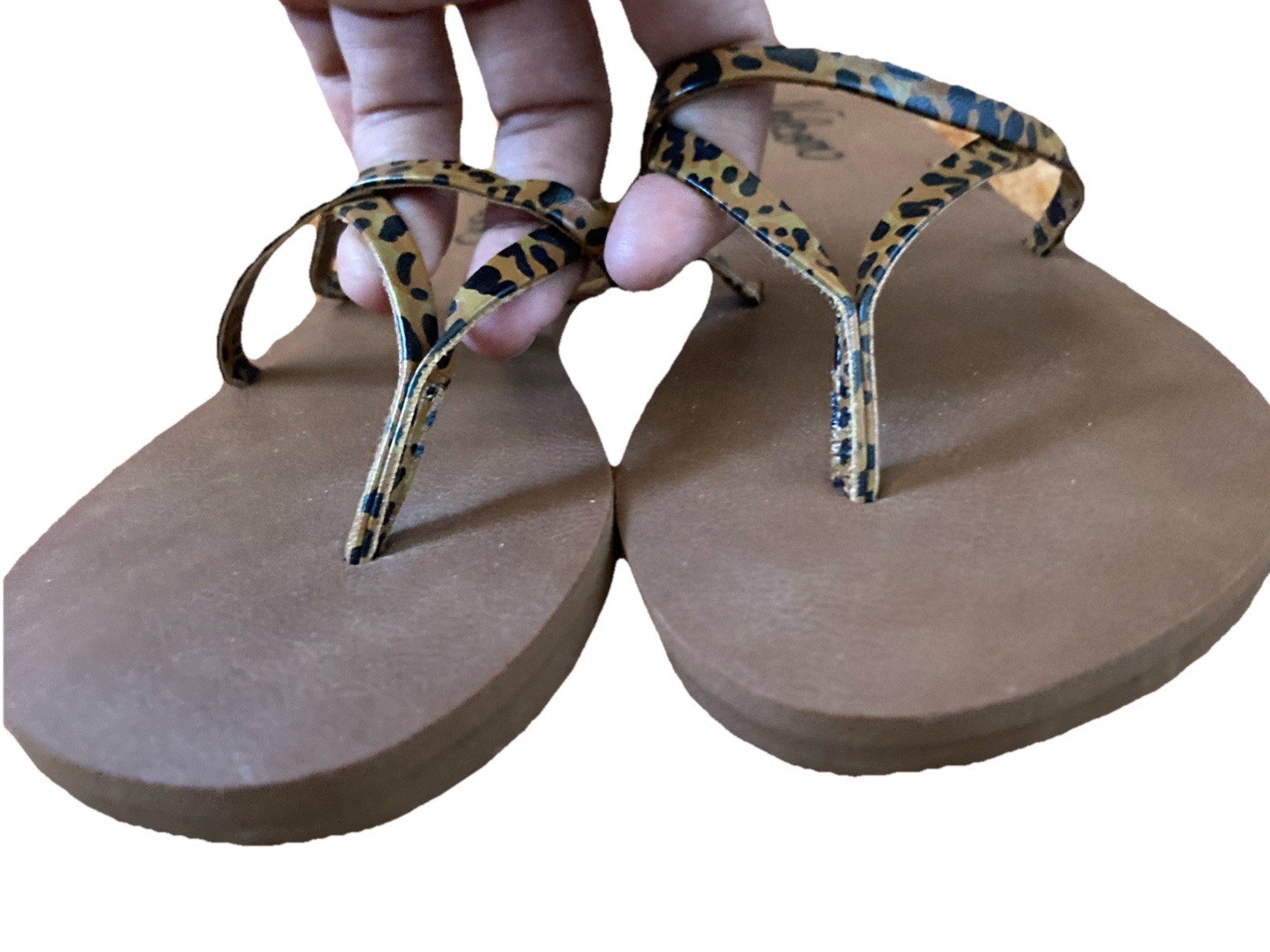 Volcom Leopard Printed Straps Slippers Sandals Flip Flops US Size 8 *See Descr*