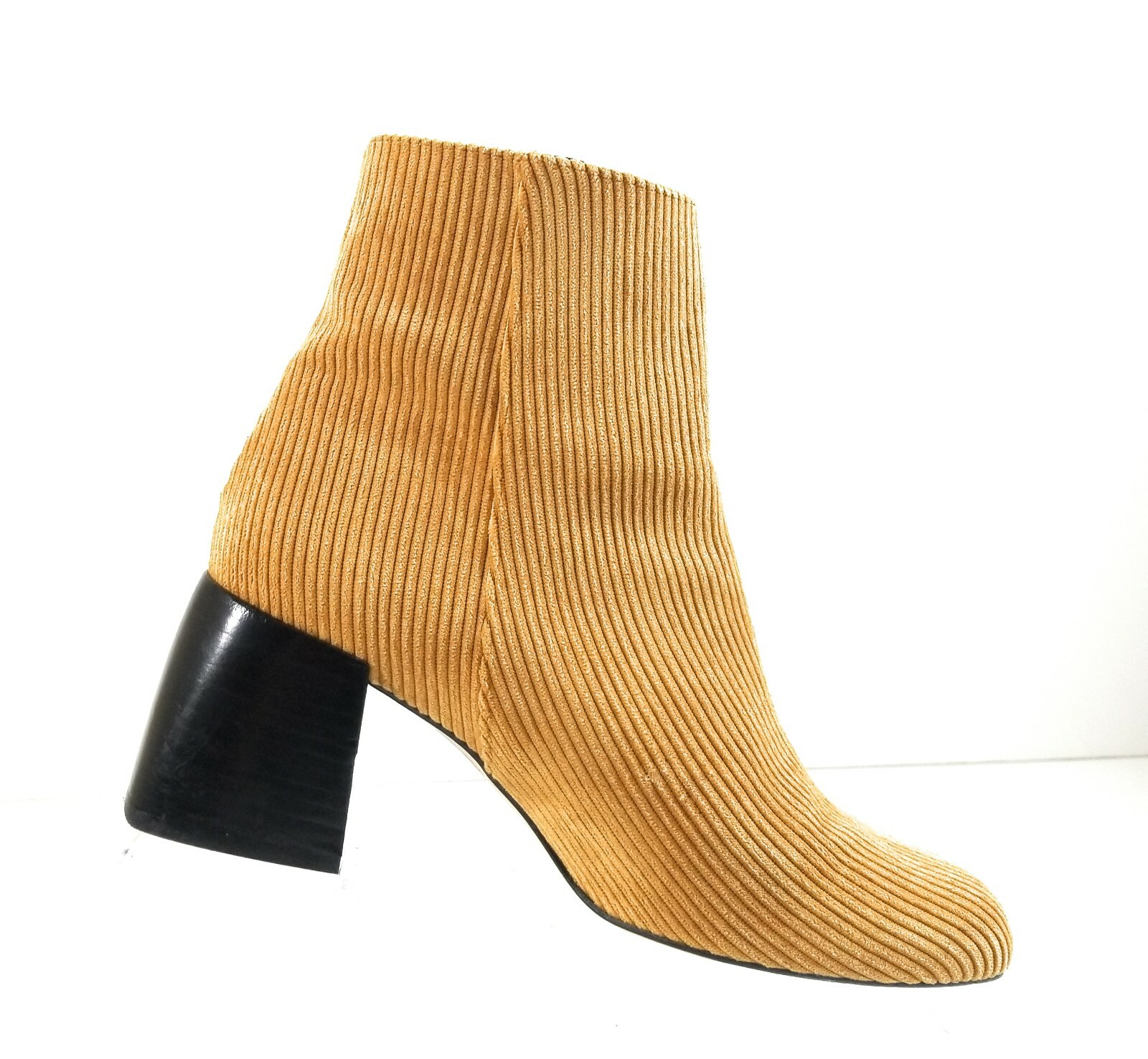 Free People Women Boots Brown Heels Textile Leather Ankle Zip Up Booties Size 39