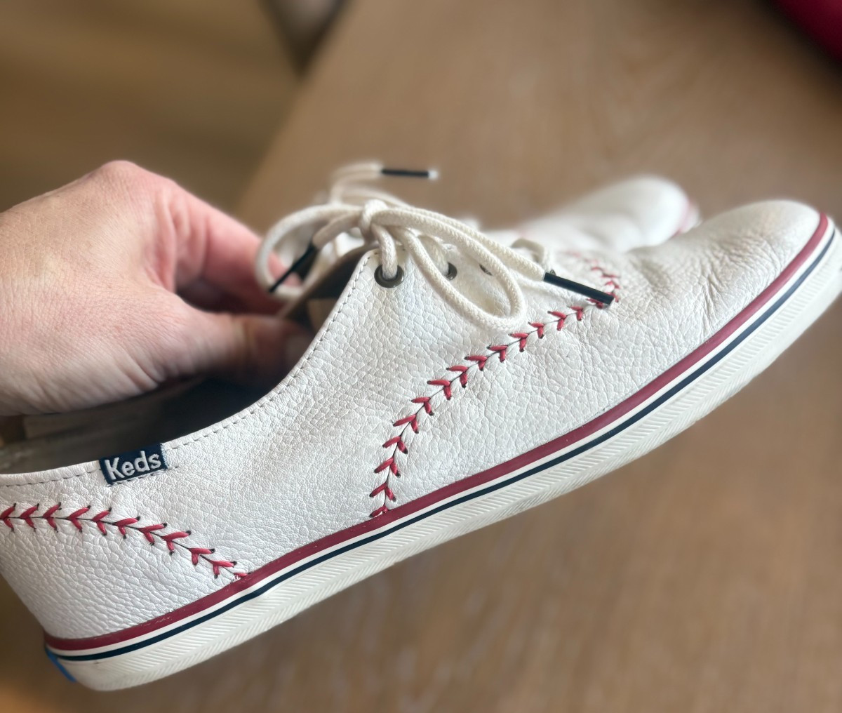 Keds Champion Pennant Leather Baseball Stitched Women’s Sneakers White Sz 8.5
