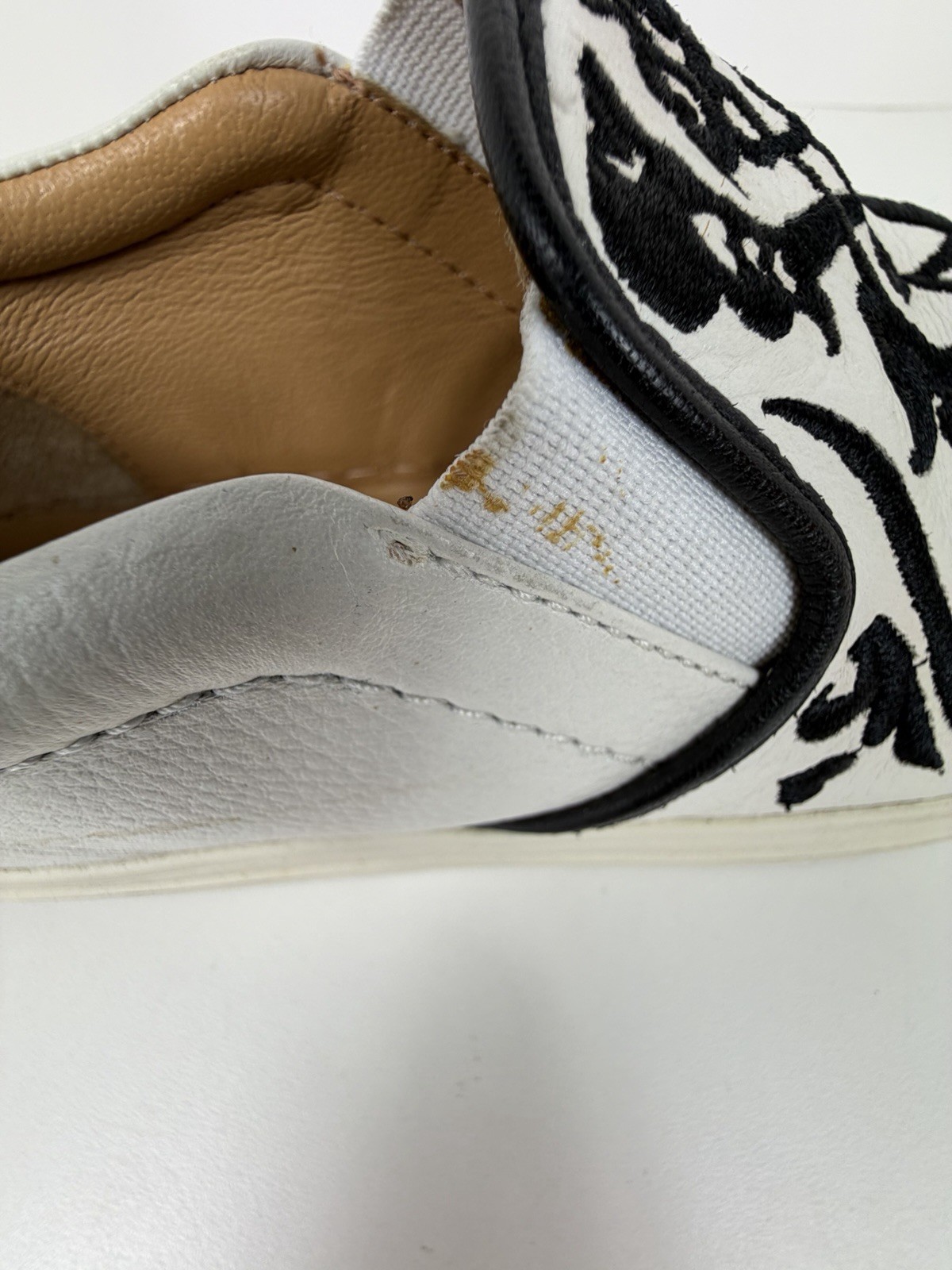 Brighton Women’s Size Moor Casablanca Embroidered Blk/White Leather Sneakers