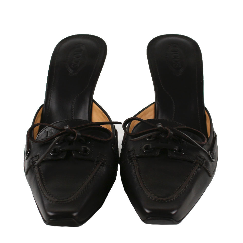 NIB Tod’s Women Sabot Leather Heels Brown $495
