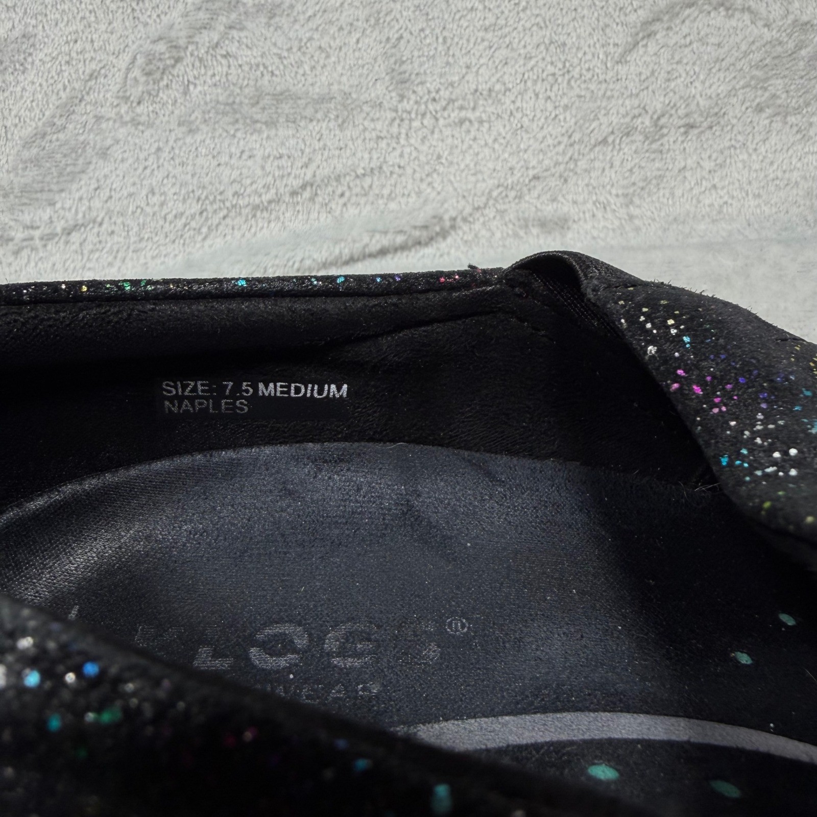 Klogs Naples Black Leather Multicolor Glitter Galaxy Clogs Shoes Womens 7.5 M
