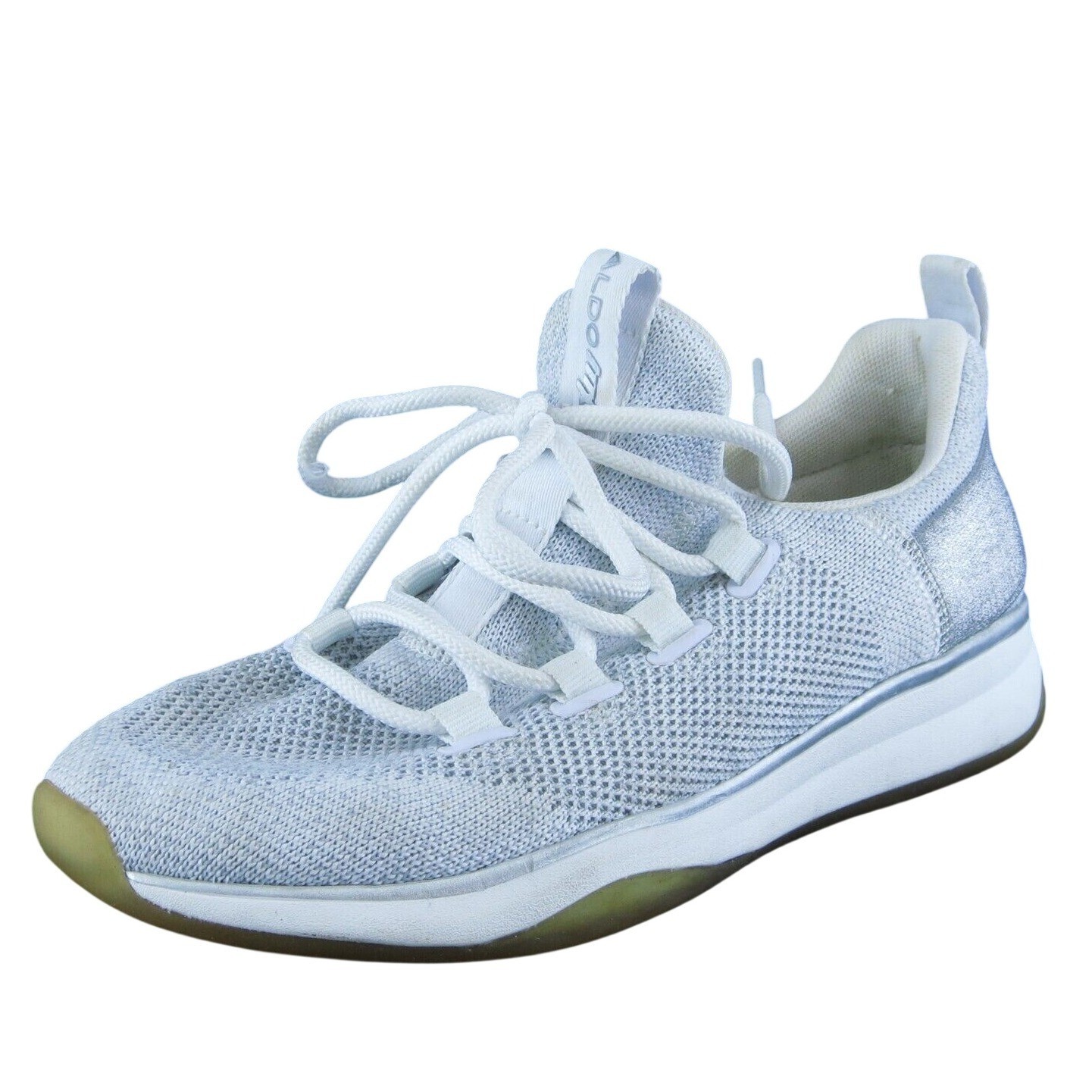 Aldo Women Sneaker Shoes White Fabric Lace Up Size 6.5 Medium (B, M)