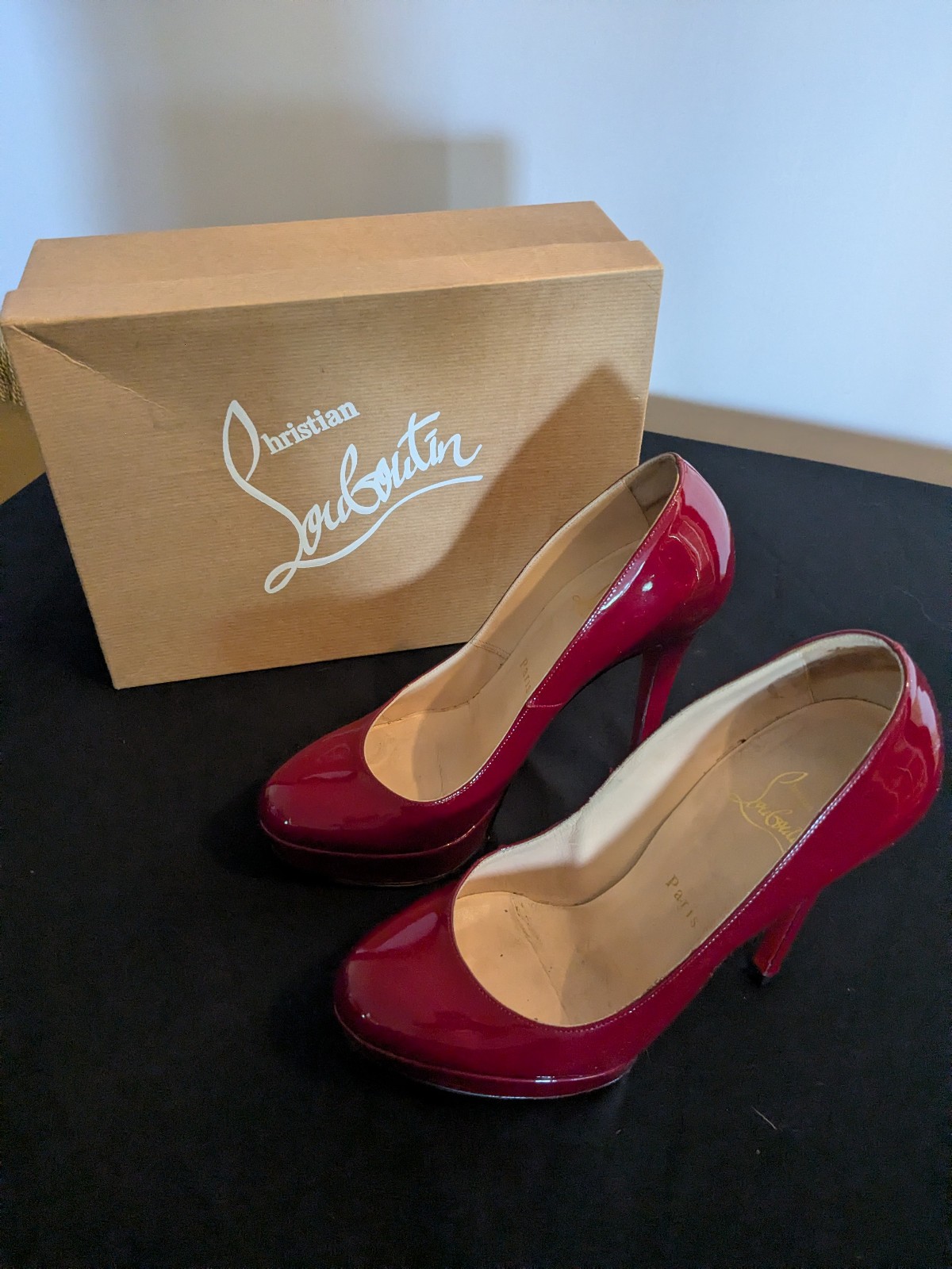 Red Patent Leather Christian Loubotin Bianca Pumps Sz 37 1/2