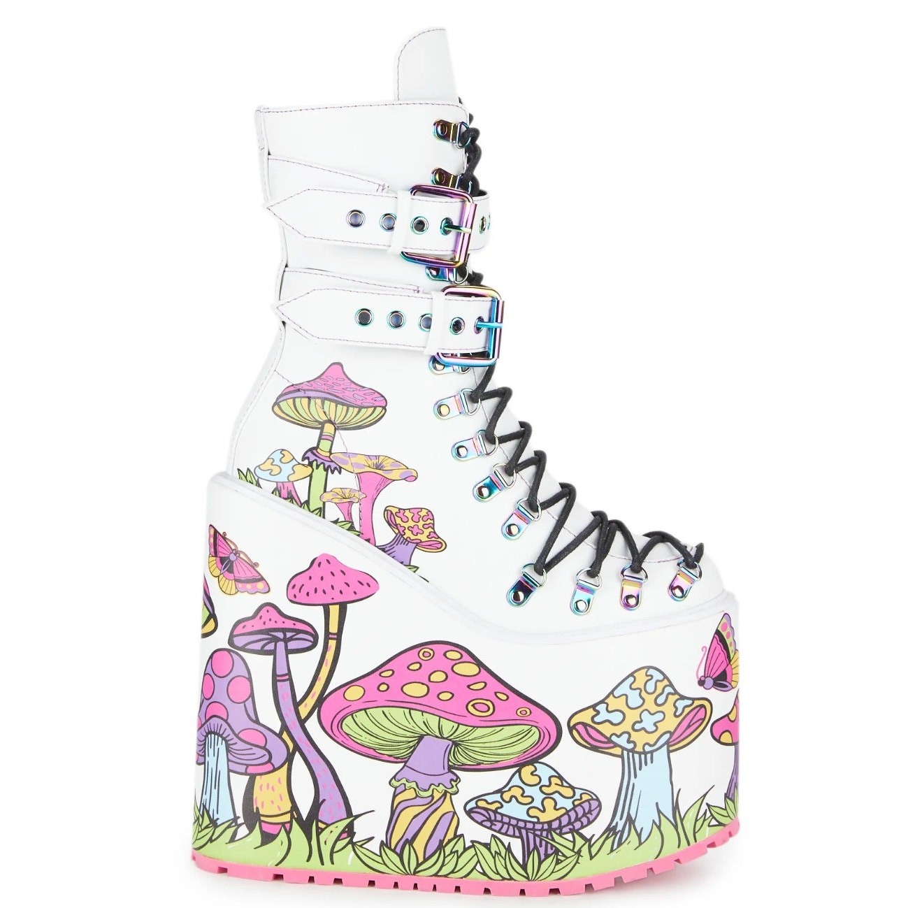Current Mood Psychedelic Fairytale Double Stack Traitor Boots – White – 6M
