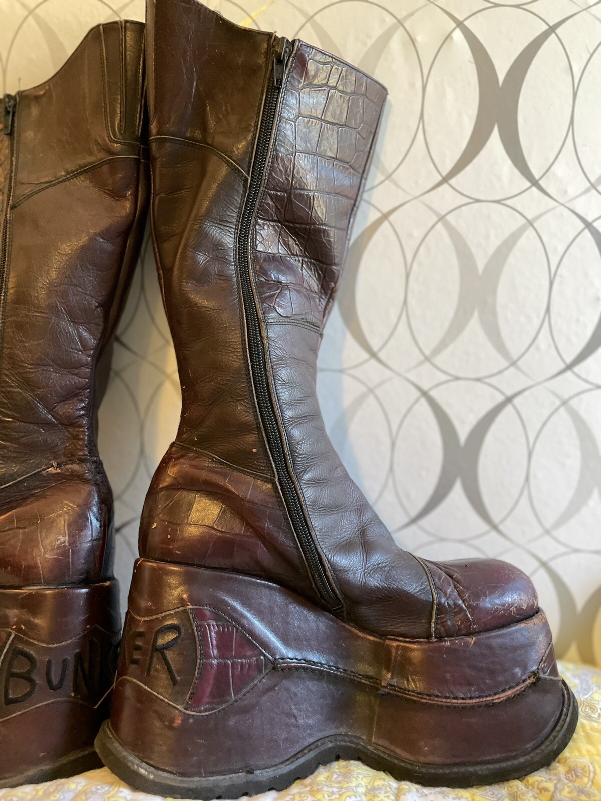 Vintage BUNKER Club Kid Platform Boots Trash & Vaudeville NYC RARE! Unisex SZ 41