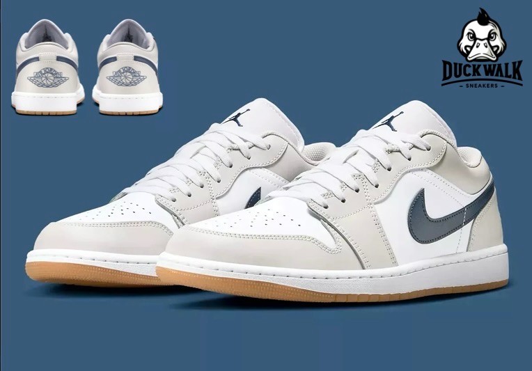 Nike Air Jordan 1 Low GS Shoes White Midnight Navy Gum 553560-146 Multi Size NEW