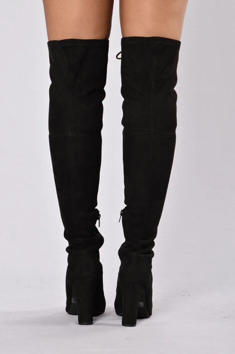 Love Me Long Time Boot Black Fashion Nova Thigh High Over the Knee Boots 6 NIB
