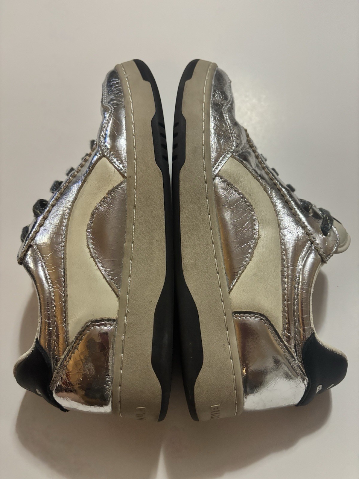 Bimba Y Lola Silver Leather Copsole Sneakers Shoes Ladies Sz 38/US 8