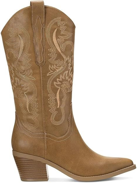 SUN STONE Womens Bernarrd Pull On Cowboy, Western Boots | Tan | 5 Medium (B,M)