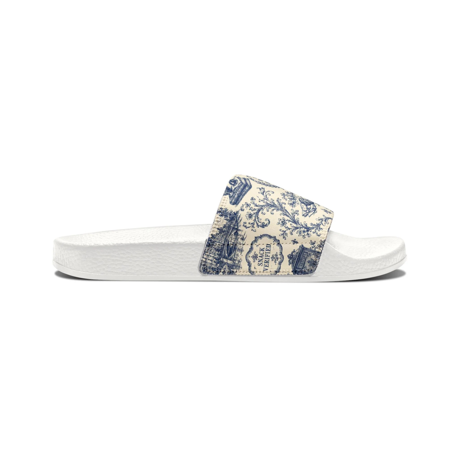 Out of Office Blue Toile Slide Sandals (Removable Strap)