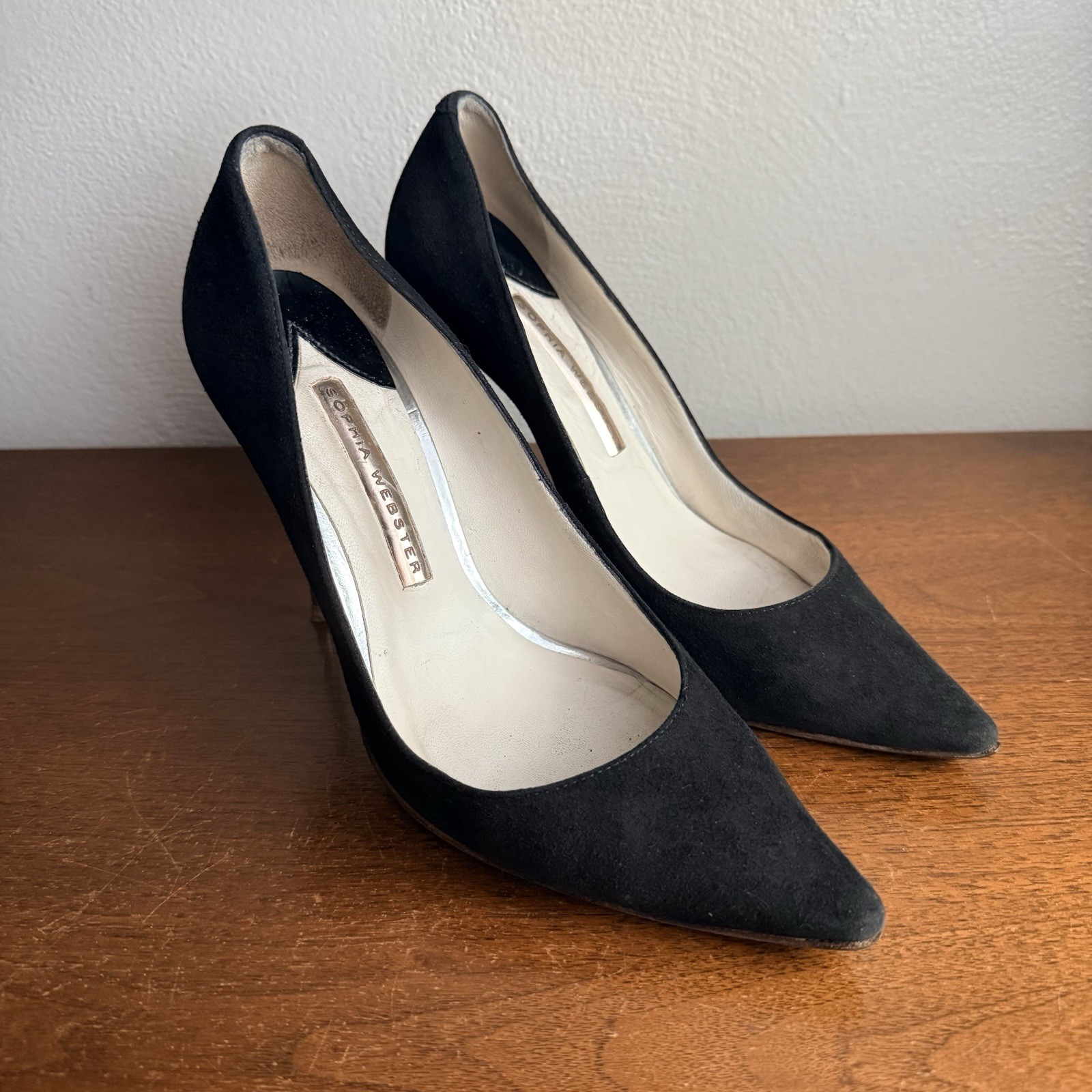 Sophia Webster Coco Flamingo Suede Pumps Sz 7 Black Copper SEE PHOTOS