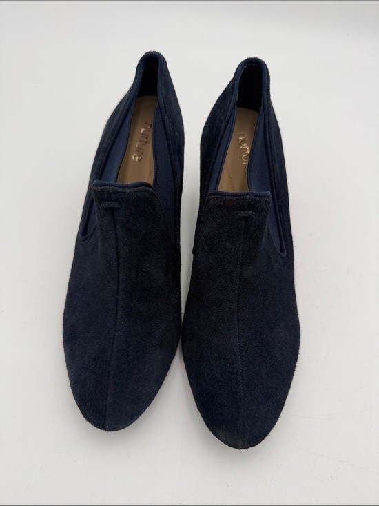 Nurture by Lamaze Navy Suede Block Heel Slip-On Booties women 8.5 M office retro