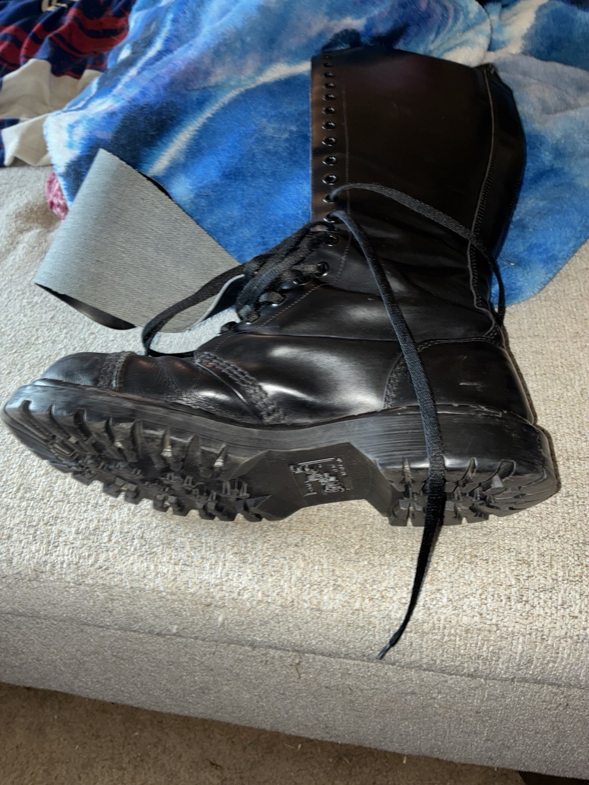 Gripfast Black Knee High Leather Lace-Up Combat steel toes made in England